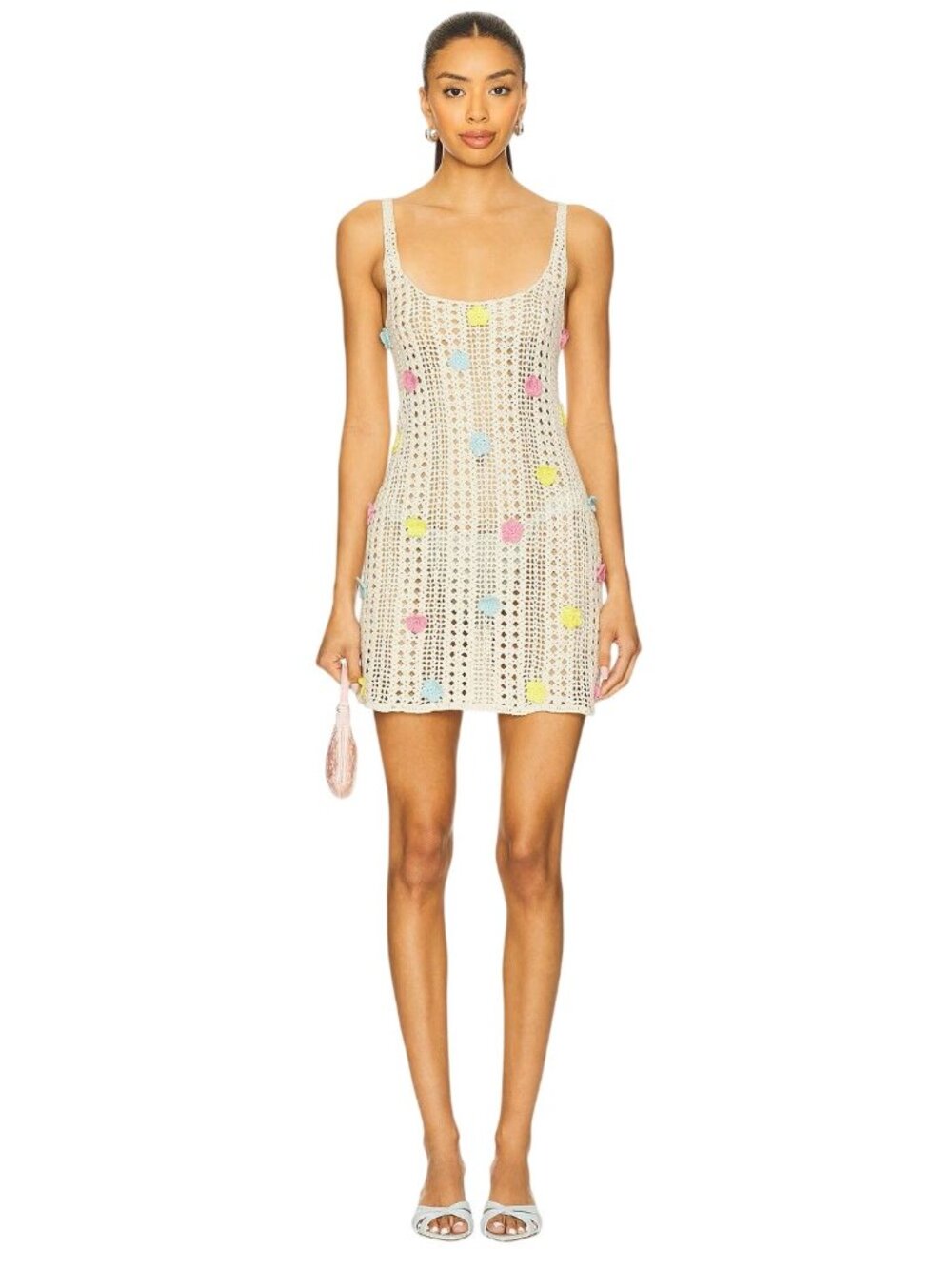PQ Swim Zoie Flower Cover-up Mini Dress in Floret XS Small New Womens Crochet